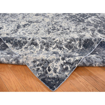 Modern and Contemporary Wool & Silk Hand Knotted Rug Black No Border 9.2X12.0 -O087119