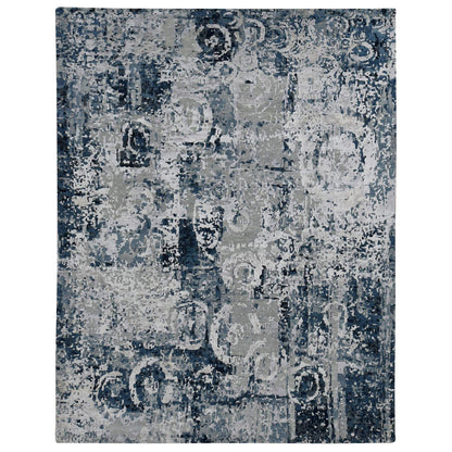 Modern and Contemporary Wool & Silk Hand Knotted Rug Grey No Border 9.3X12.0 -O087120