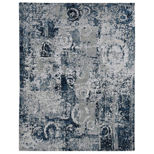 Modern and Contemporary Wool & Silk Hand Knotted Rug Grey No Border 9.3X12.0 -O087120