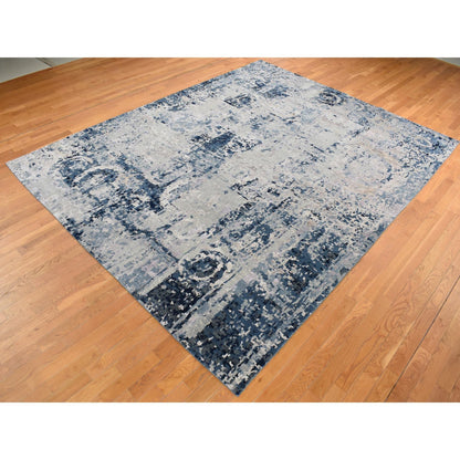 Modern and Contemporary Wool & Silk Hand Knotted Rug Grey No Border 9.3X12.0 -O087120