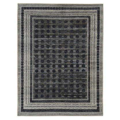 Modern and Contemporary Wool & Silk Hand Knotted Rug Grey Owl Gray 9.0X12.0 -O087121