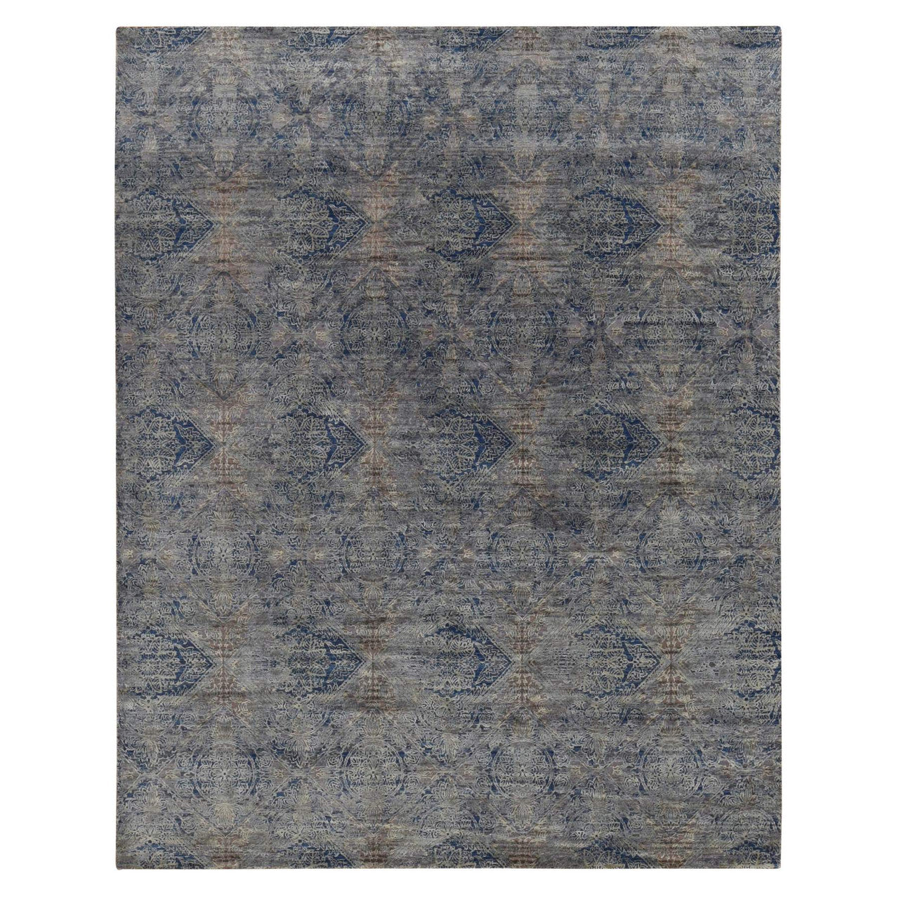 Blue 8'9" x 12'0" Modern and Contemporary Hand knotted Wool/Silk Rug - Sku: O087123