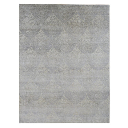 Transitional Silk Hand Knotted Rug Grey No Border 8.10X12.1 -O087124
