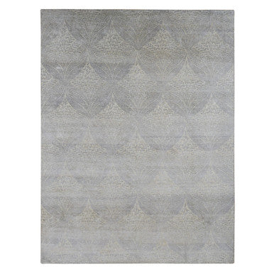 Transitional Silk Hand Knotted Rug Grey No Border 8.10X12.1 -O087124