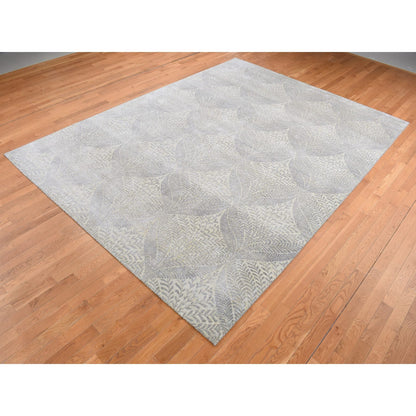 Transitional Silk Hand Knotted Rug Grey No Border 8.10X12.1 -O087124