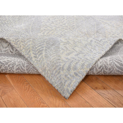 Transitional Silk Hand Knotted Rug Grey No Border 8.10X12.1 -O087124
