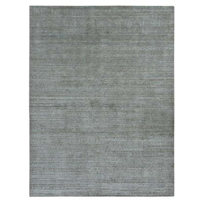 Modern and Contemporary Wool & Silk Hand Knotted Rug Green No Border 9.0X12.0 -O087126