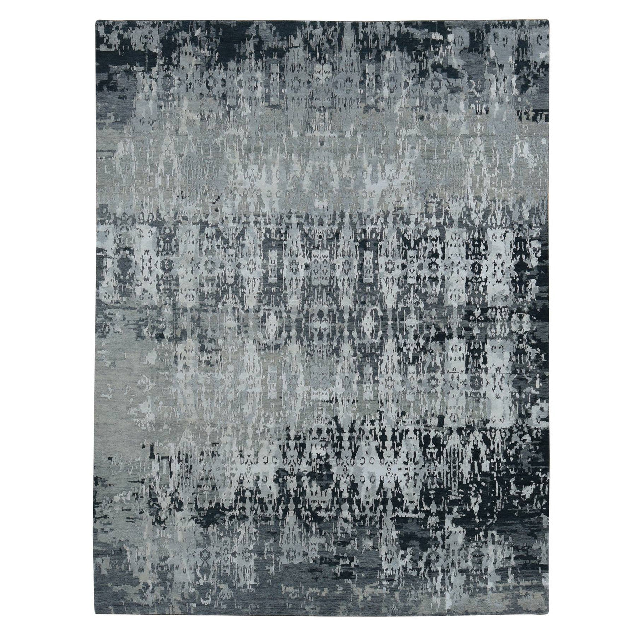 Gray 8'10" x 11'8" Modern and Contemporary Hand knotted Wool/Silk Rug - Sku: O087128