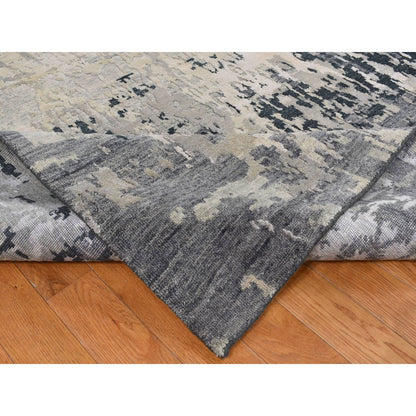 Modern and Contemporary Wool & Silk Hand Knotted Rug Grey No Border 8.10X11.8 -O087128
