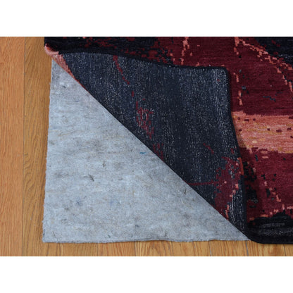 Modern and Contemporary Wool & Silk Hand Knotted Rug Red No Border 9.2X12.0 -O087129