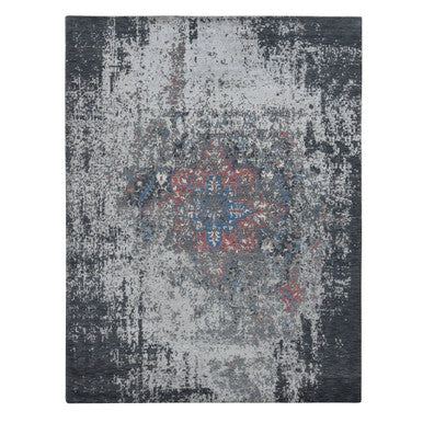 Heriz Wool & Silk Hand Knotted Rug Grey No Border 9.2X12.0 -O087131
