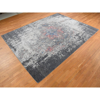 Heriz Wool & Silk Hand Knotted Rug Grey No Border 9.2X12.0 -O087131