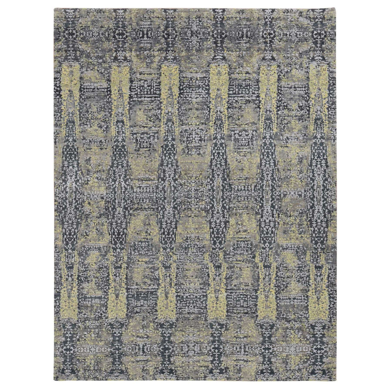 Yellow 8'10" x 11'9" Modern and Contemporary Hand knotted Wool/Silk Rug - Sku: O087132