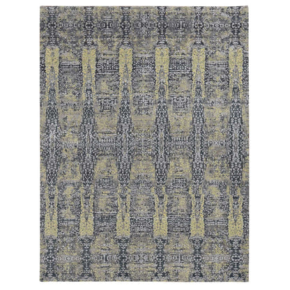Modern and Contemporary Wool & Silk Hand Knotted Rug Yellow No Border 8.10X11.9 -O087132