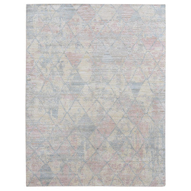Modern and Contemporary Wool & Silk Hand Knotted Rug Yellow No Border 9.0X11.10 -O087133