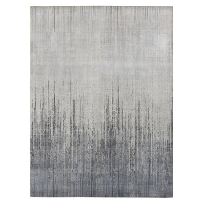 Modern and Contemporary Wool & Pure Silk Hand Knotted Rug Grey No Border 9.0X11.10 -O087134
