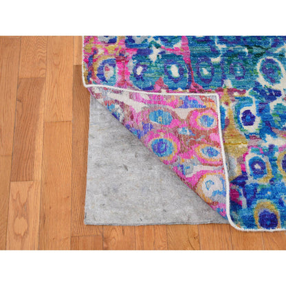 Transitional Wool & Sari Silk Hand Knotted Rug Blue No Border 9.1X12.1 -O087138