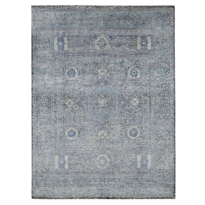 Mamluk Wool & Silk Hand Knotted Rug Blue Blue 8.8X11.10 -O087143