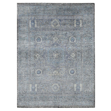 Mamluk Wool & Silk Hand Knotted Rug Blue Blue 8.8X11.10 -O087143