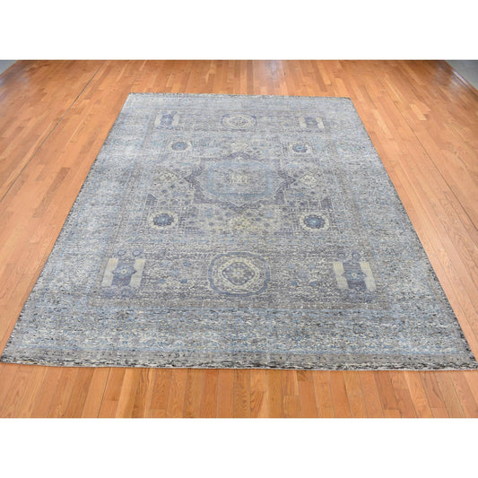 Mamluk Wool & Silk Hand Knotted Rug Blue Blue 8.8X11.10 -O087143