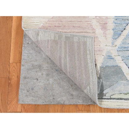 Modern and Contemporary Wool & Silk Hand Knotted Rug Ivory No Border 9.0X12.0 -O087145