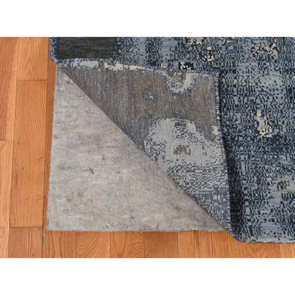 Modern and Contemporary Wool & Silk Hand Knotted Rug Blue No Border 9.0X12.1 -O087146