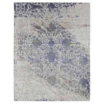 Transitional Wool & Silk Hand Knotted Rug Ivory No Border 9.0X11.10 -O087150