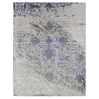 Transitional Wool & Silk Hand Knotted Rug Ivory No Border 9.0X11.10 -O087150