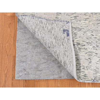 Transitional Wool & Silk Hand Knotted Rug Ivory No Border 9.0X11.10 -O087150