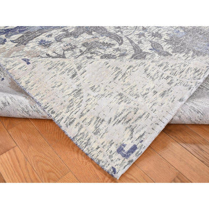 Transitional Wool & Silk Hand Knotted Rug Ivory No Border 9.0X11.10 -O087150