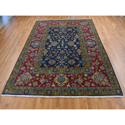 Fine Oriental New Zealand Wool Hand Knotted Rug Blue Red 9.1X12.2 -O087152