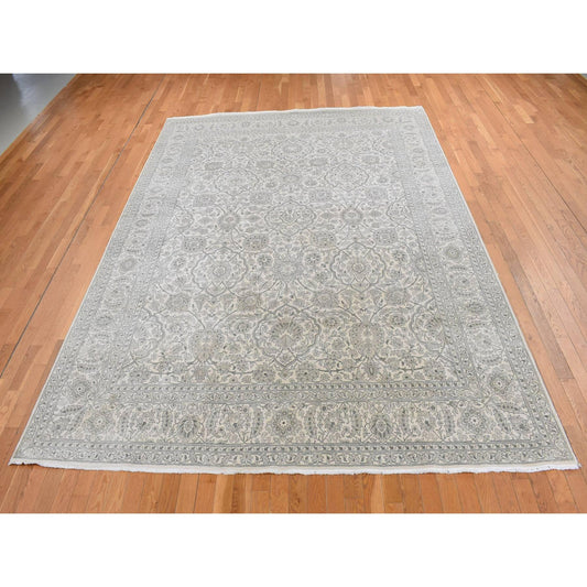 Silk Silk Hand Knotted Rug Ivory No Border 8.10X12.0 -O087155