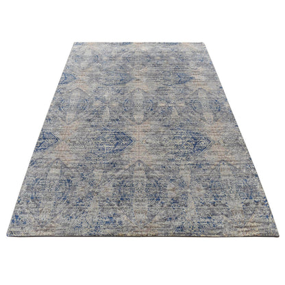 Modern and Contemporary Wool & Silk Hand Knotted Rug Grey No Border 4.9X7.0 -O087170