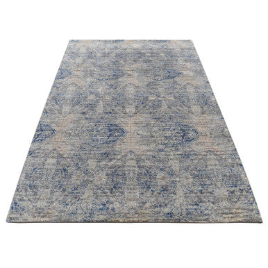Modern and Contemporary Wool & Silk Hand Knotted Rug Grey No Border 4.9X7.0 -O087170