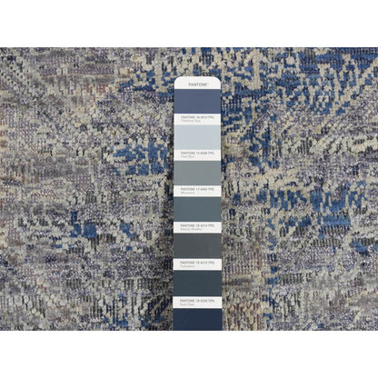 Modern and Contemporary Wool & Silk Hand Knotted Rug Grey No Border 4.9X7.0 -O087170