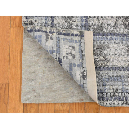 Modern and Contemporary Wool & Silk Hand Knotted Rug Grey Blue 5.2X6.10 -O087177