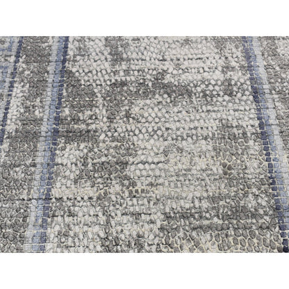 Modern and Contemporary Wool & Silk Hand Knotted Rug Grey Blue 5.2X6.10 -O087177