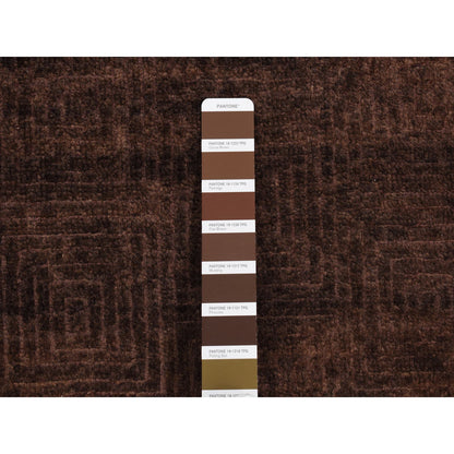 Modern and Contemporary Wool & Silk Hand Knotted Rug Brown No Border 4.0X5.8 -O087183