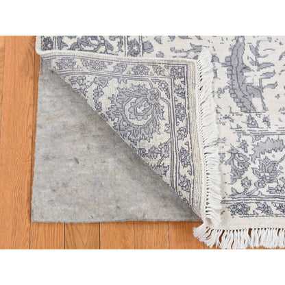 Transitional Silk Hand Knotted Rug Ivory No Border 5.2X7.0 -O087191