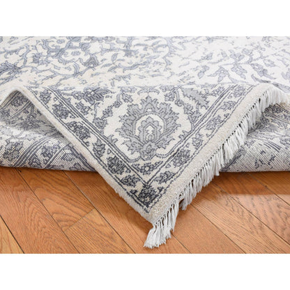 Transitional Silk Hand Knotted Rug Ivory No Border 5.2X7.0 -O087191