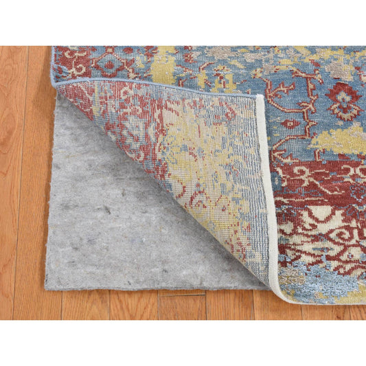Modern and Contemporary Wool Hand Knotted Rug Blue No Border 3.10X5.10 -O087197