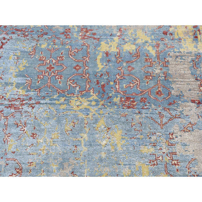 Modern and Contemporary Wool Hand Knotted Rug Blue No Border 3.10X5.10 -O087197
