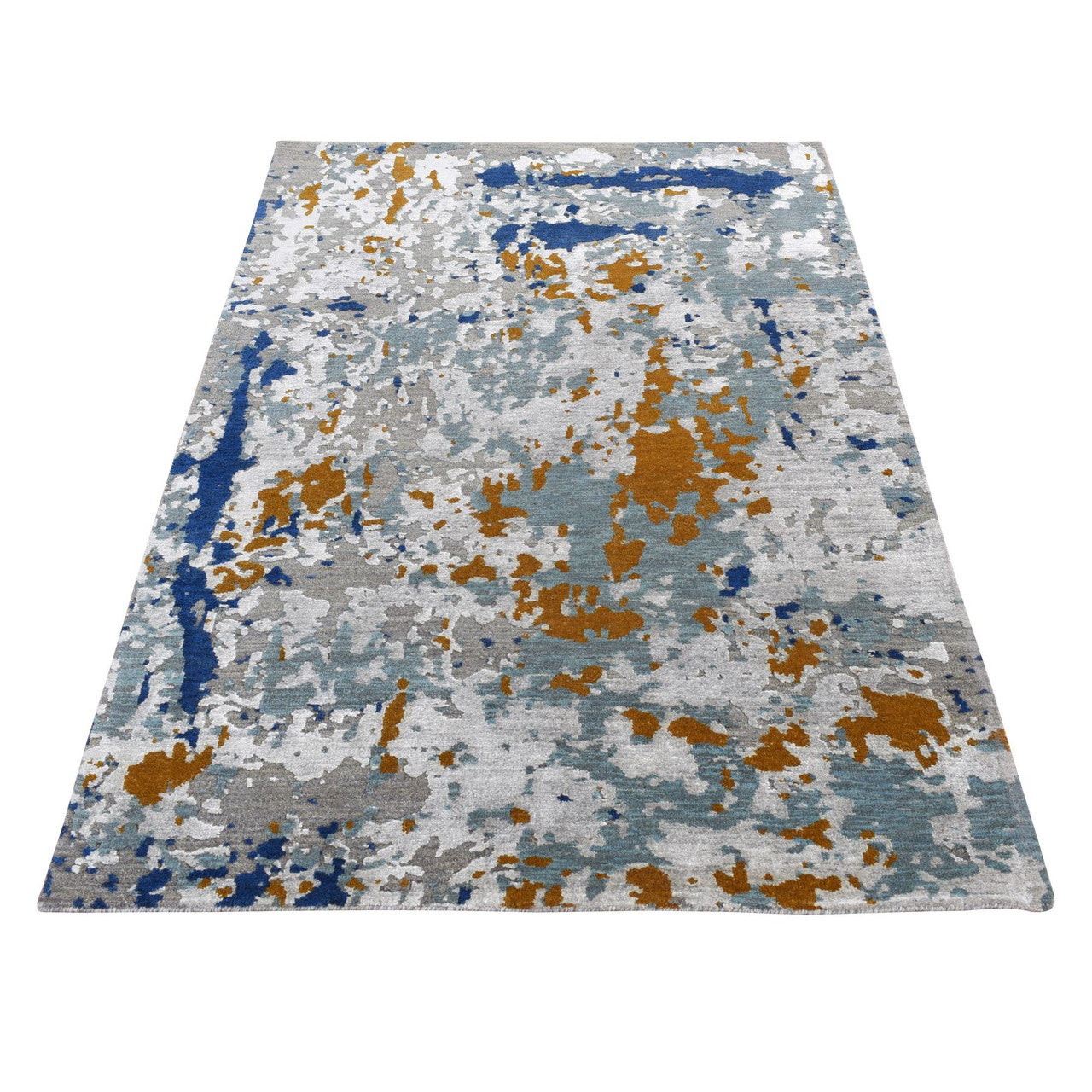 Modern and Contemporary Wool & Silk Hand Knotted Rug Grey No Border 3.10X5.10 -O087200