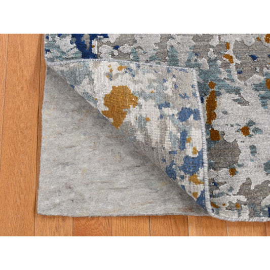 Modern and Contemporary Wool & Silk Hand Knotted Rug Grey No Border 3.10X5.10 -O087200