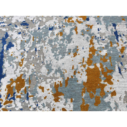 Modern and Contemporary Wool & Silk Hand Knotted Rug Grey No Border 3.10X5.10 -O087200