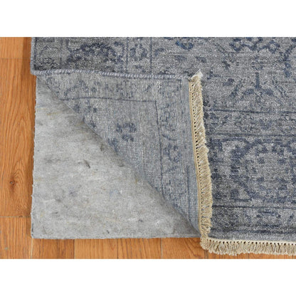 Transitional Wool & Silk Hand Knotted Rug Grey Gray 3.1X8.3 -O087201