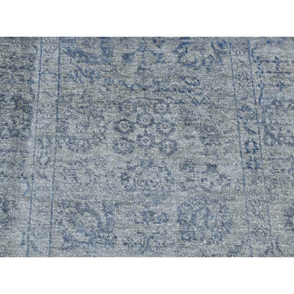 Transitional Wool & Silk Hand Knotted Rug Grey Gray 3.1X8.3 -O087201