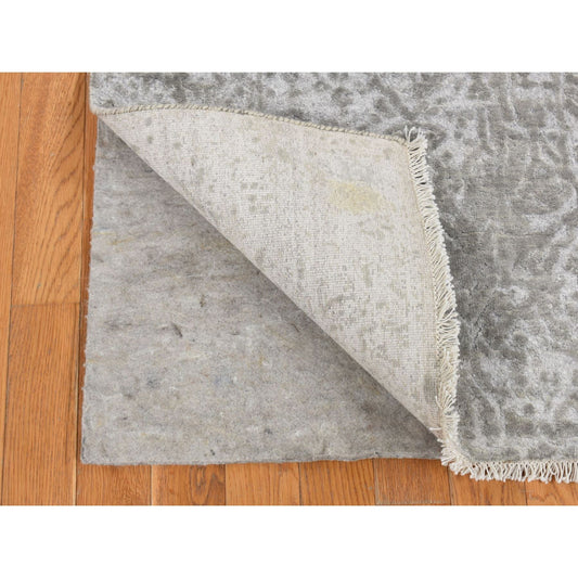 Transitional Wool & Silk Hand Knotted Rug Grey No Border 2.7X8.0 -O087203