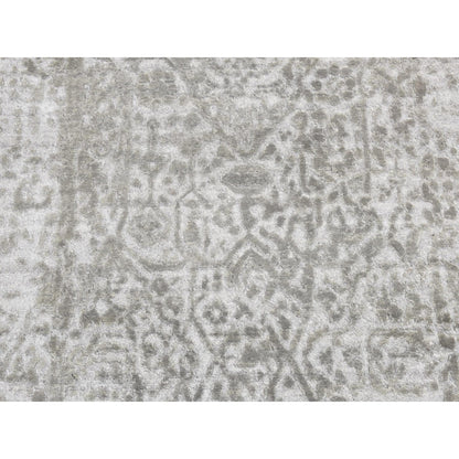 Transitional Wool & Silk Hand Knotted Rug Grey No Border 2.7X8.0 -O087203