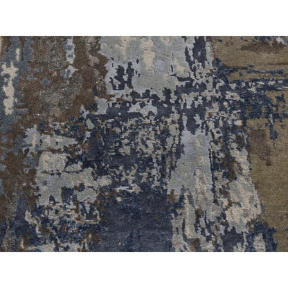 Modern and Contemporary Wool & Silk Hand Knotted Rug Blue No Border 2.8X8.1 -O087208